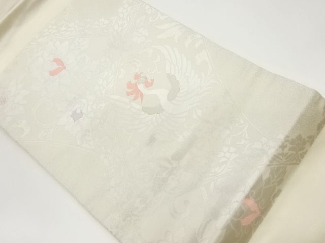 鳳凰に花唐草模様織出し名古屋帯